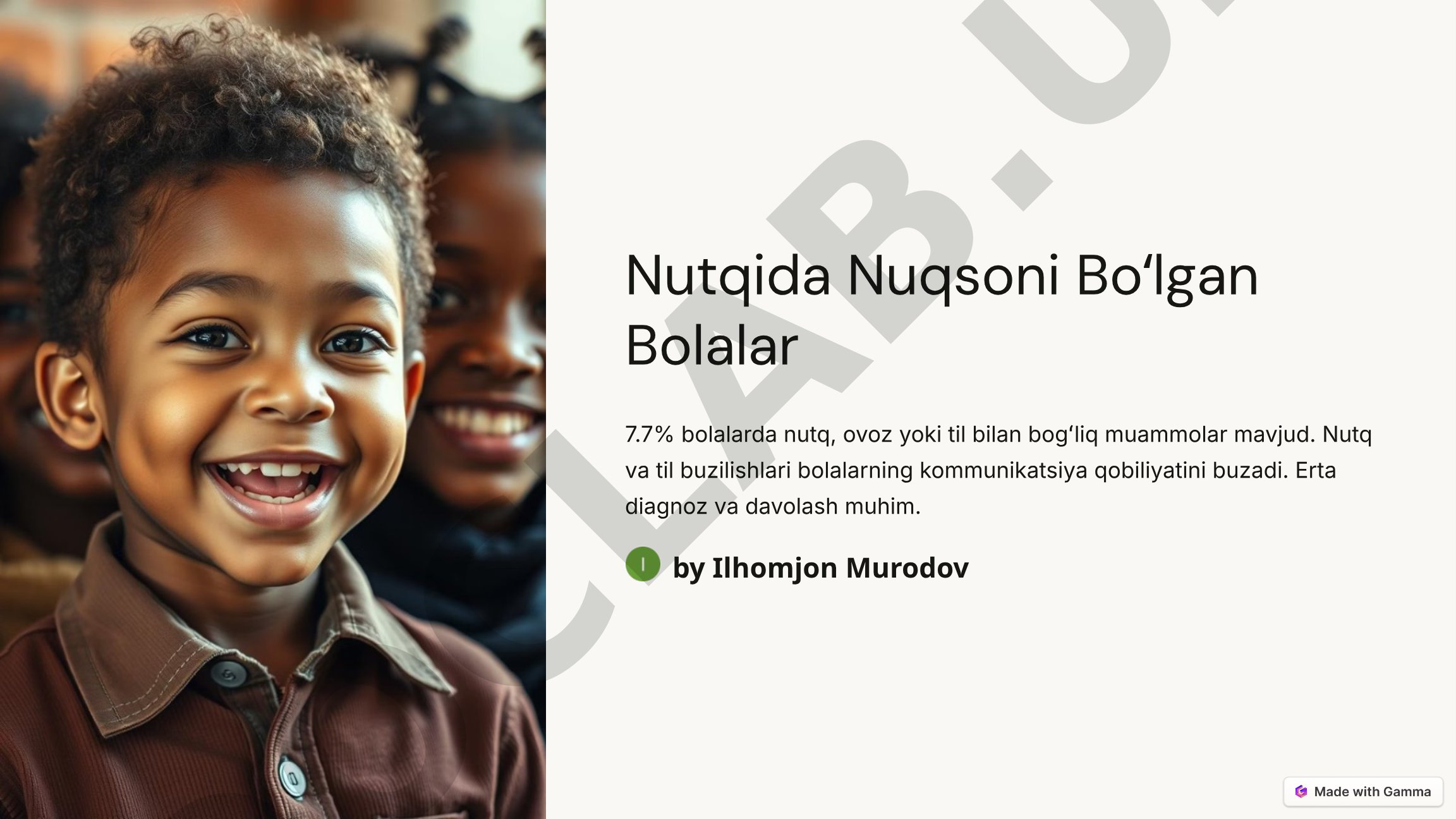 Nutqida Nuqsoni Boʻlgan Bolalar