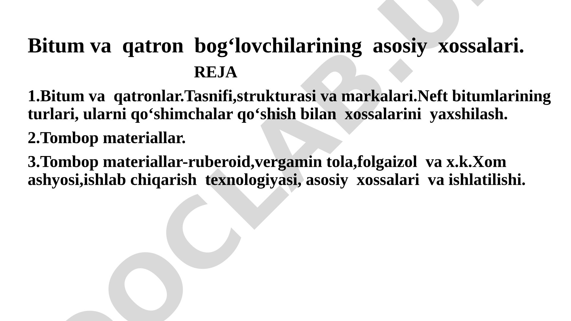 Bitum va qatron bog‘lovchilarining asosiy xossalari