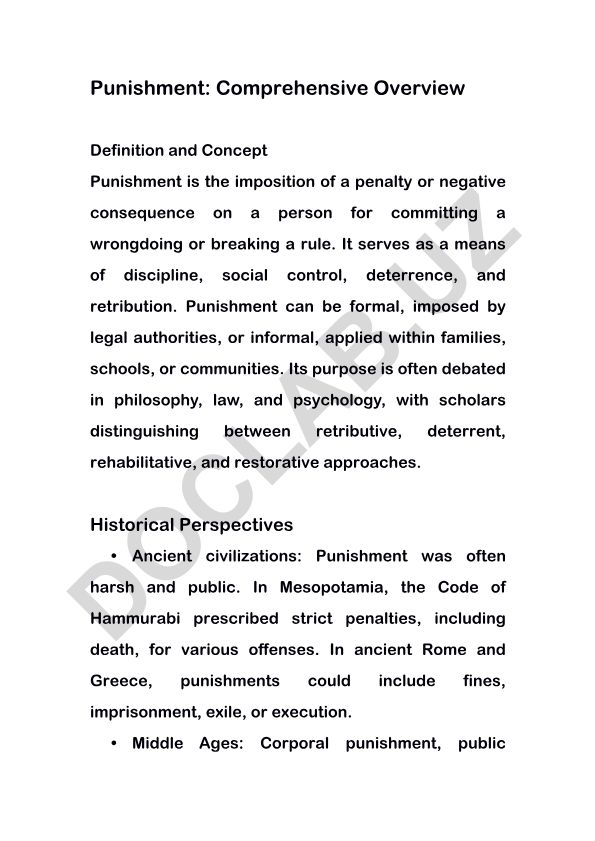 Punishment: Comprehensive Overview