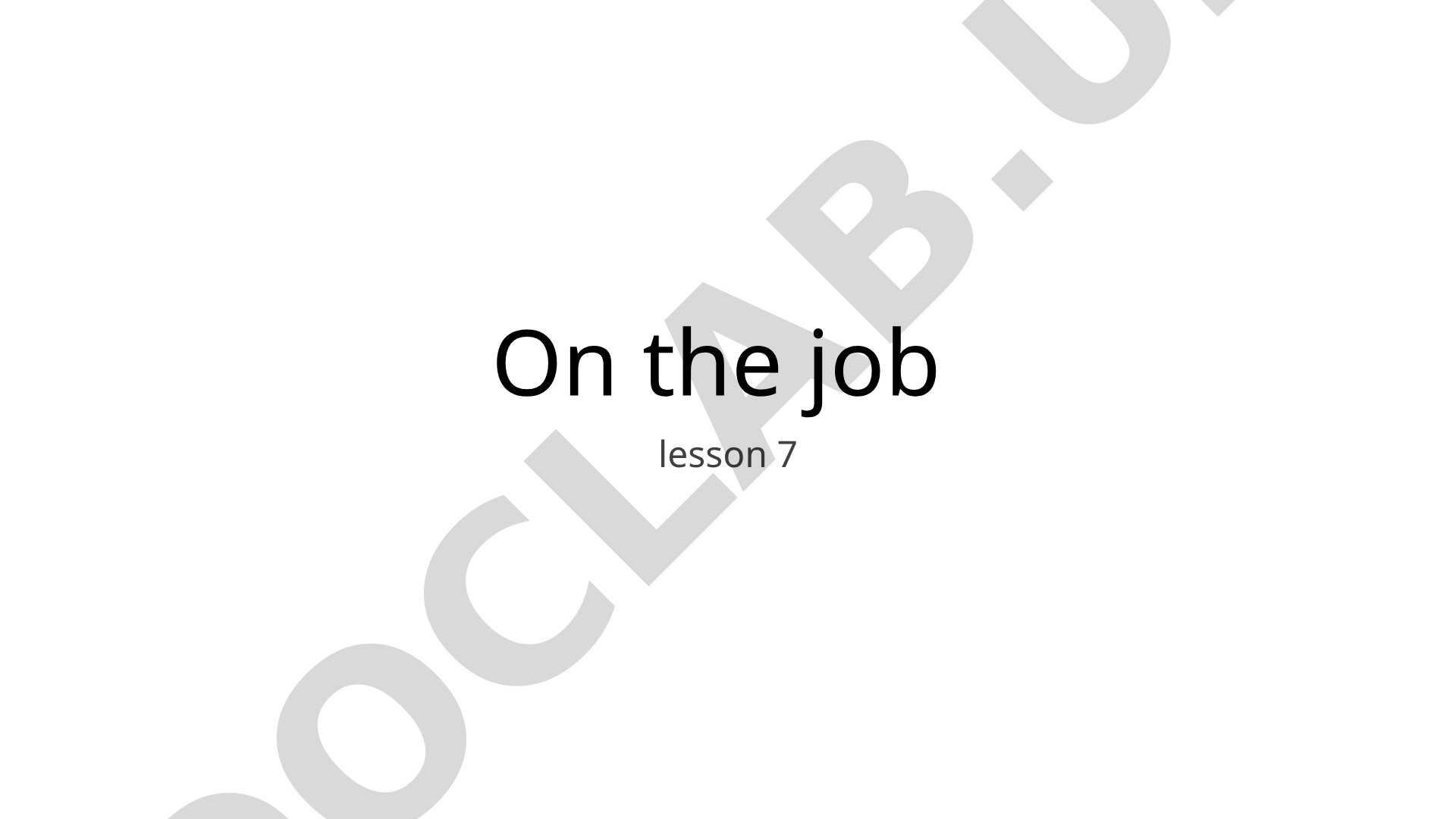 Jobs and Workplaces Vocabulary and Present Simple Questions