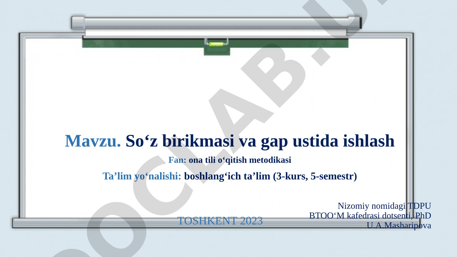 So‘z birikmasi va gap ustida ishlash