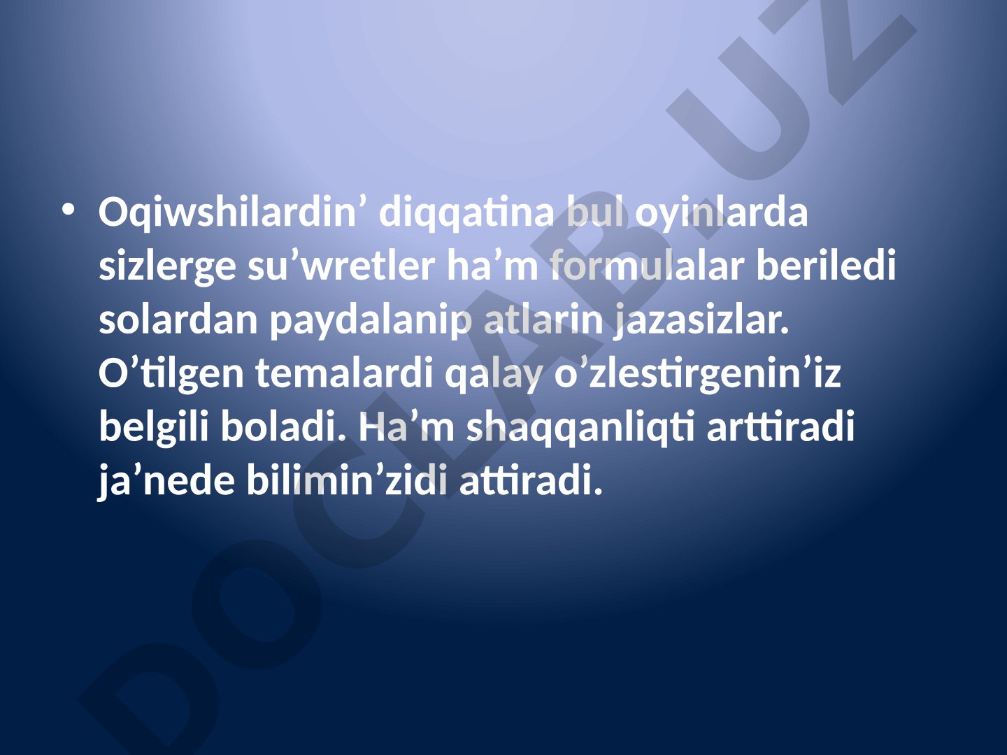 Fizika fanidan Evrika metodi o’yini