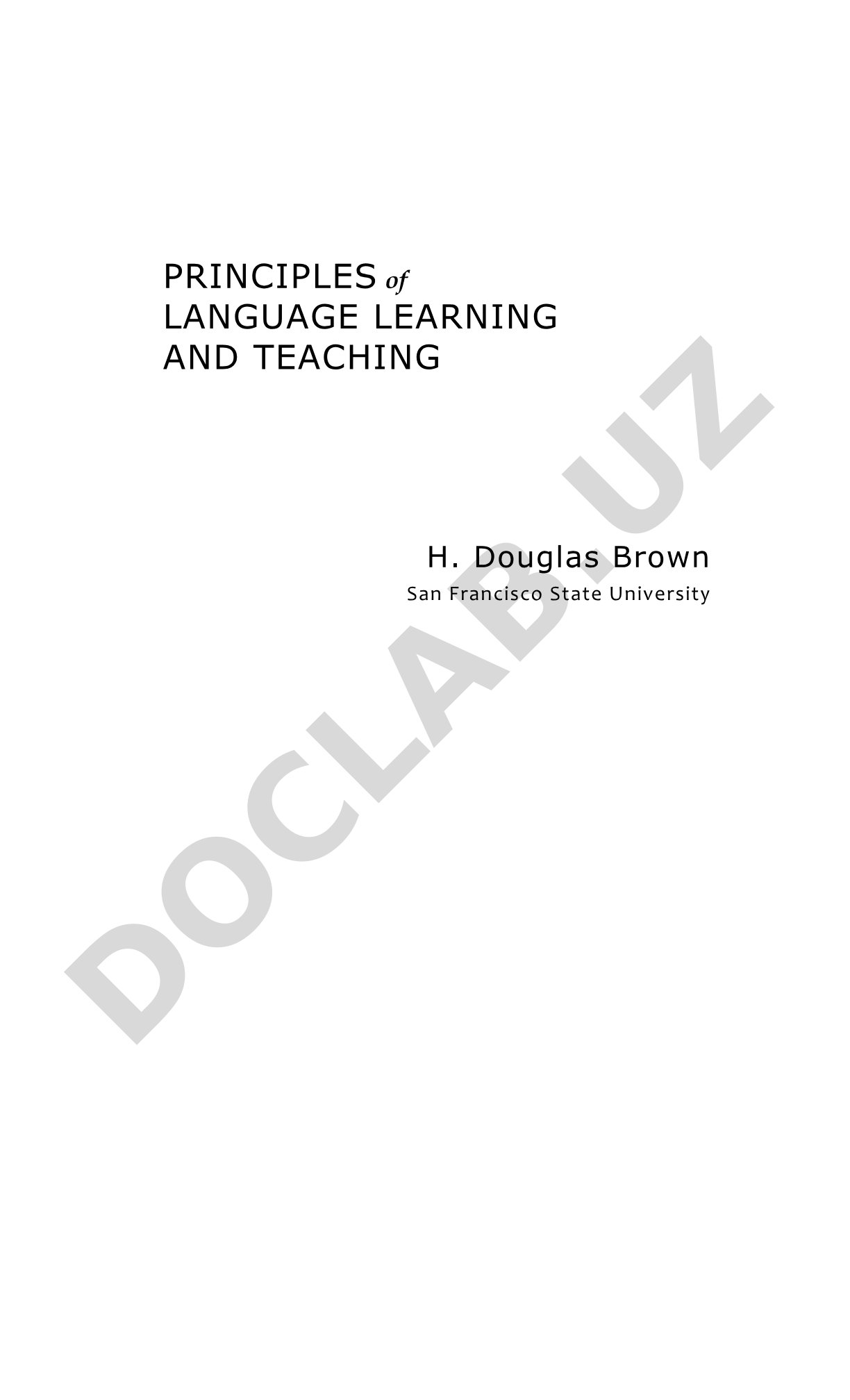 Principles of Language Learning and Teaching