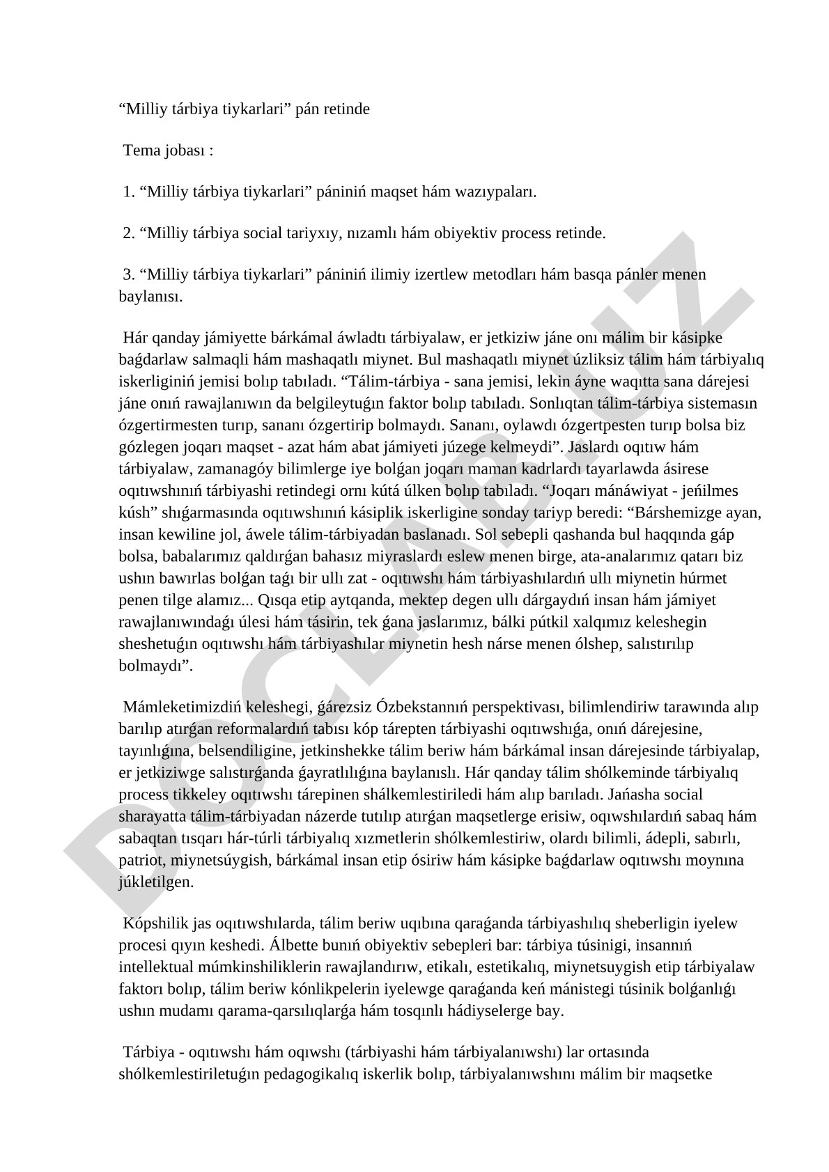 Milliy tárbiya tiykarlari