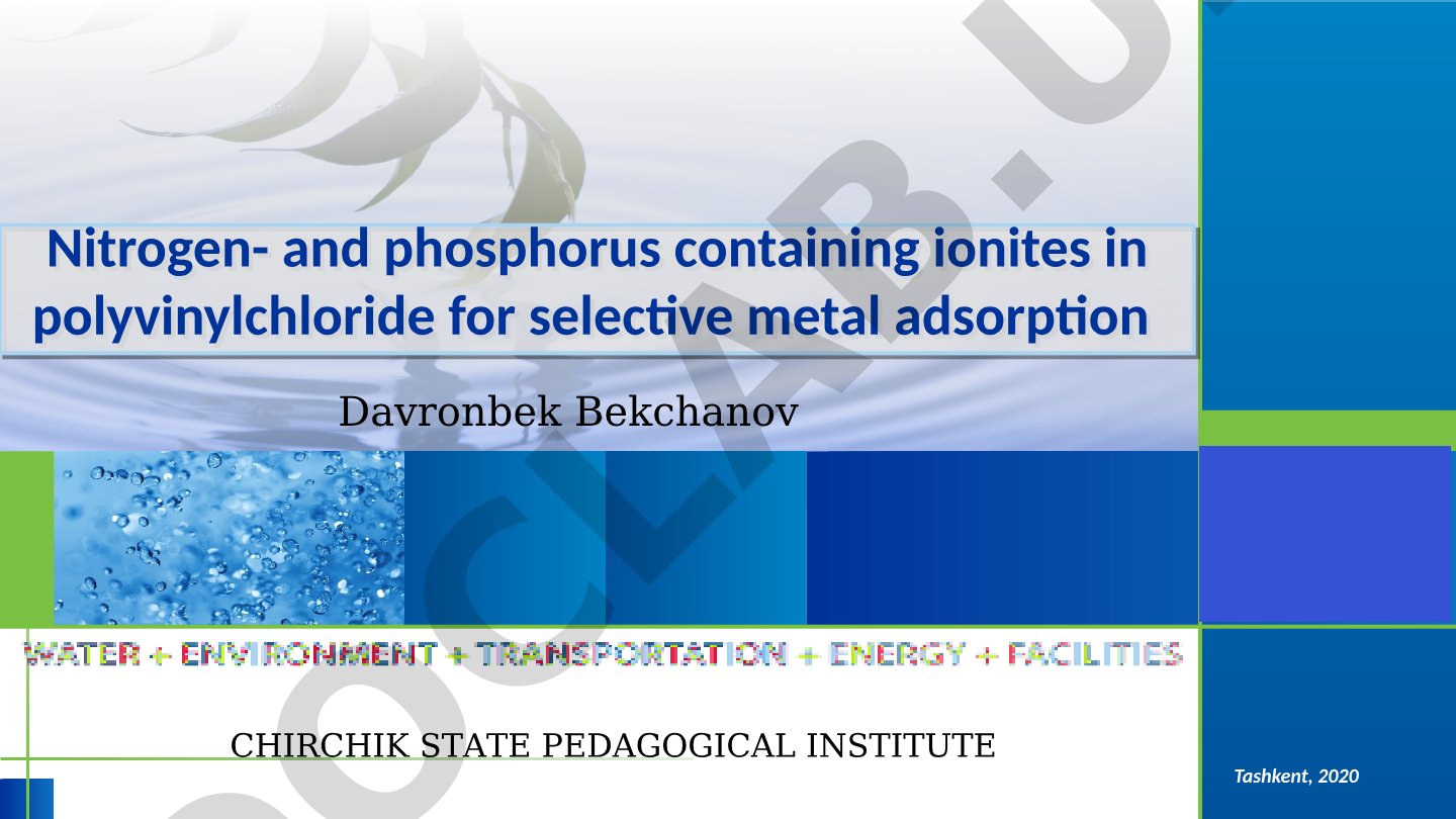 Nitrogen- and phosphorus containing ionites in polyvinylchloride for selective metal adsorption