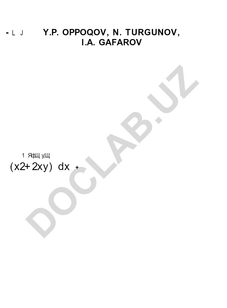 Oddiy differensial tenglamalardan misol va masalalar to'plami