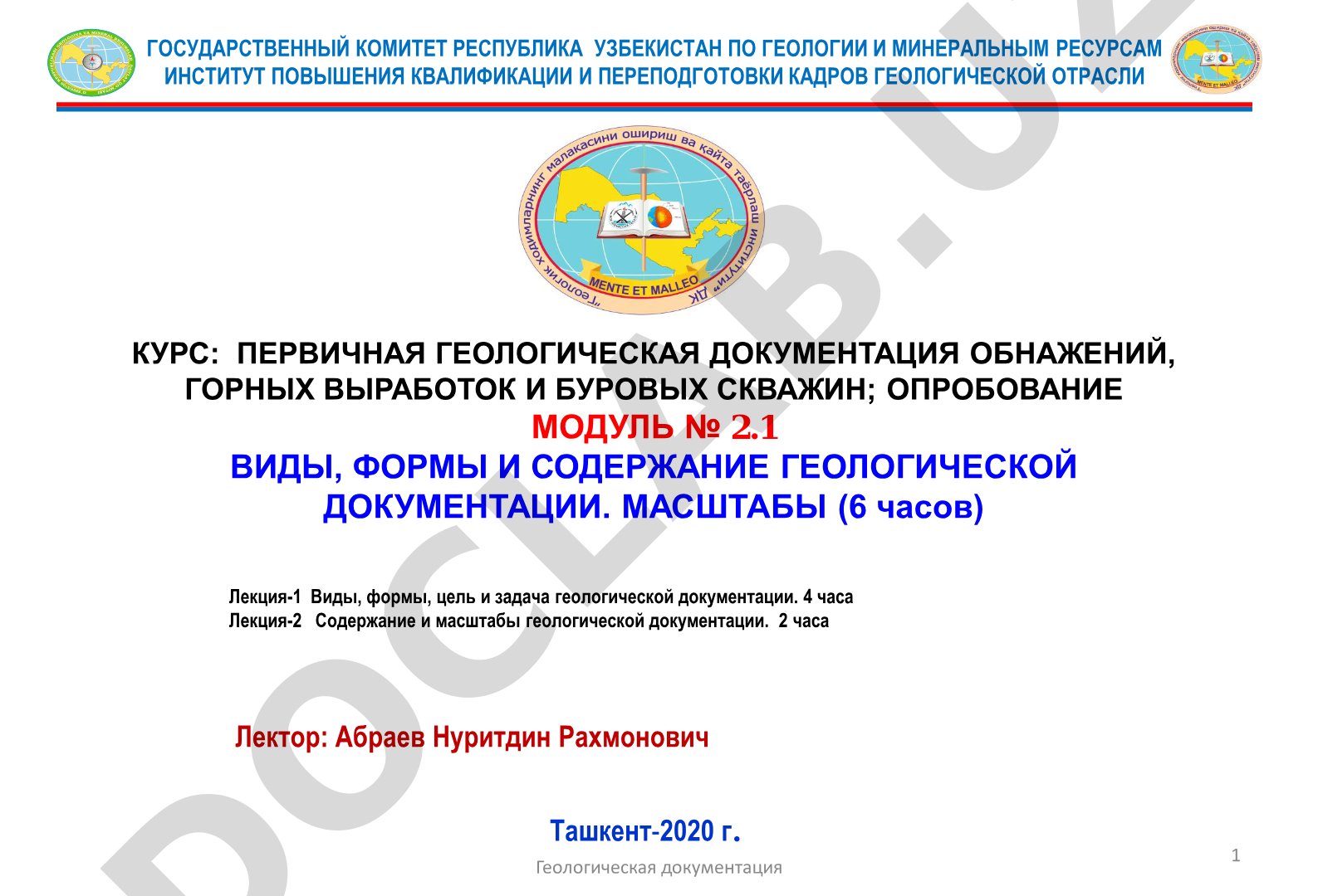 Виды, формы и содержание геологической документации
