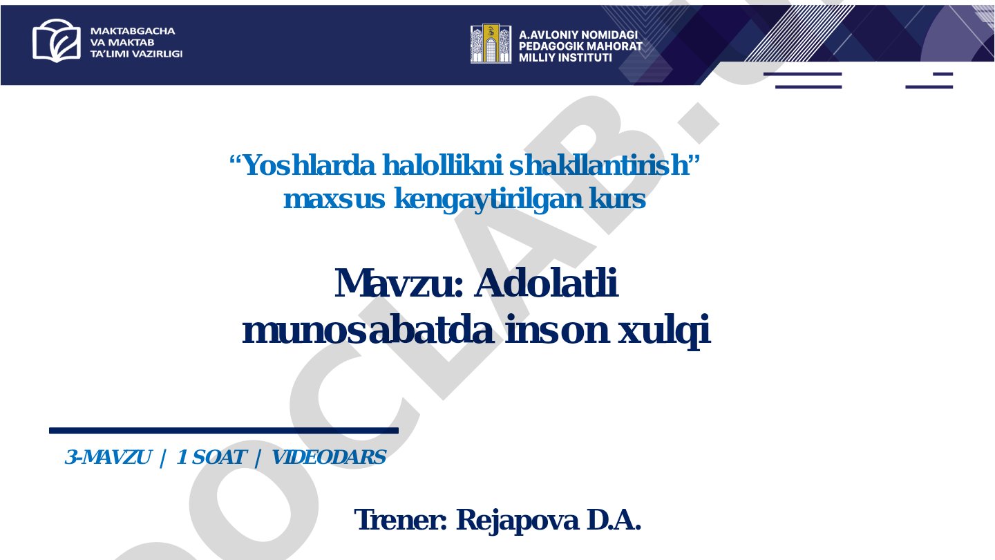 Adolatli munosabatda inson xulqi