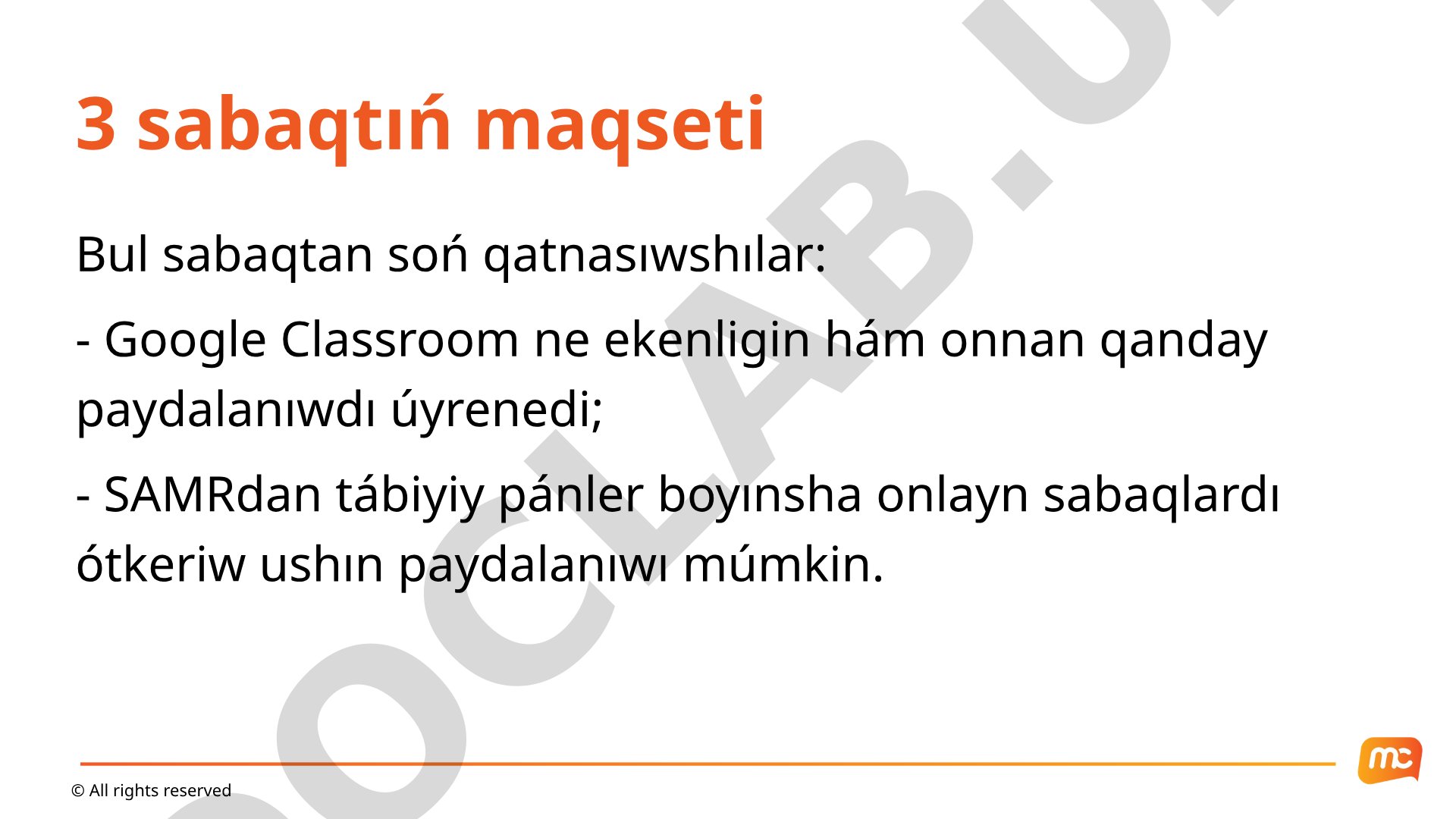 Google Classroom arqalı onlayn sabaqlardı shólkemlestiriw