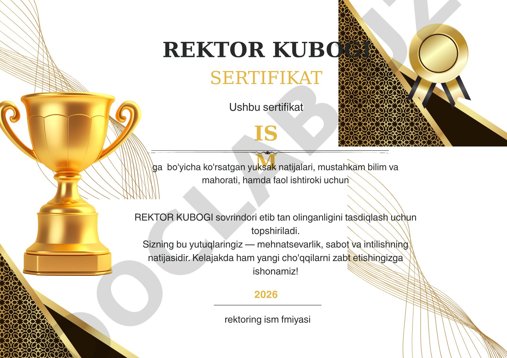 REKTOR KUBOGI SERTIFIKATI