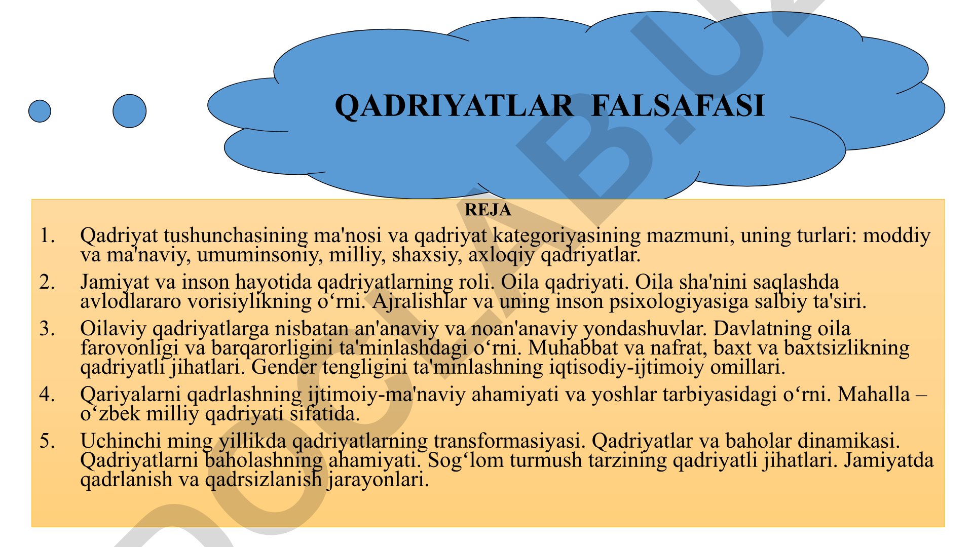 Qadriyatlar falsafasi va jamiyatdagi o'rni
