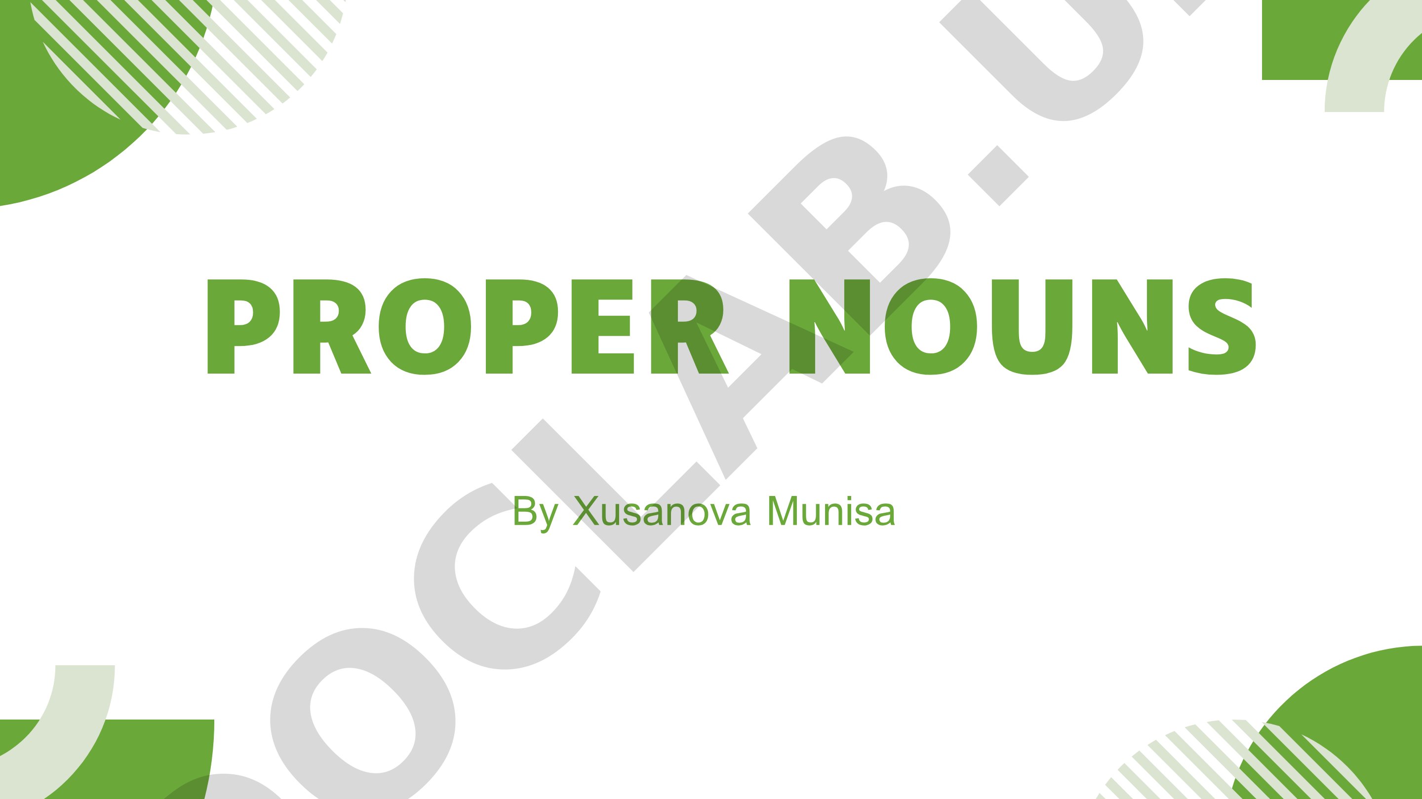 Proper nouns: names, examples, capitalization, and usage rules