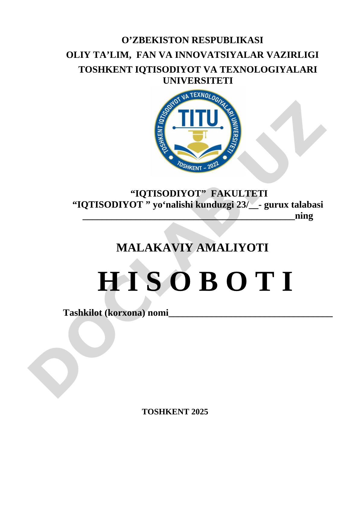 Qishloq Qurilish Invest MChJ buxgalteriya hisobi tashkil etilishi
