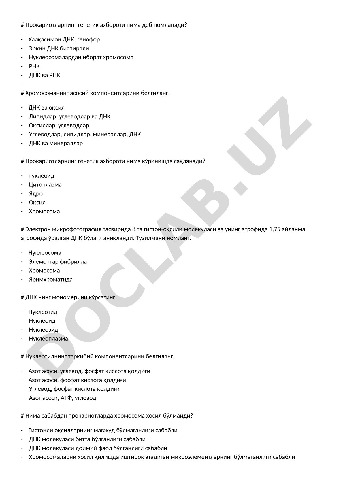 Prokariotlar genetik materiali va xromosoma tuzilishi