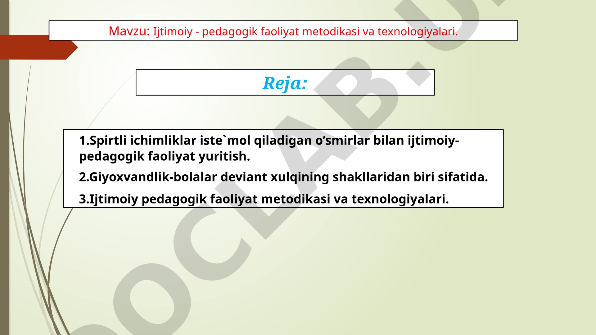 Ijtimoiy - pedagogik faoliyat metodikasi va texnologiyalari
