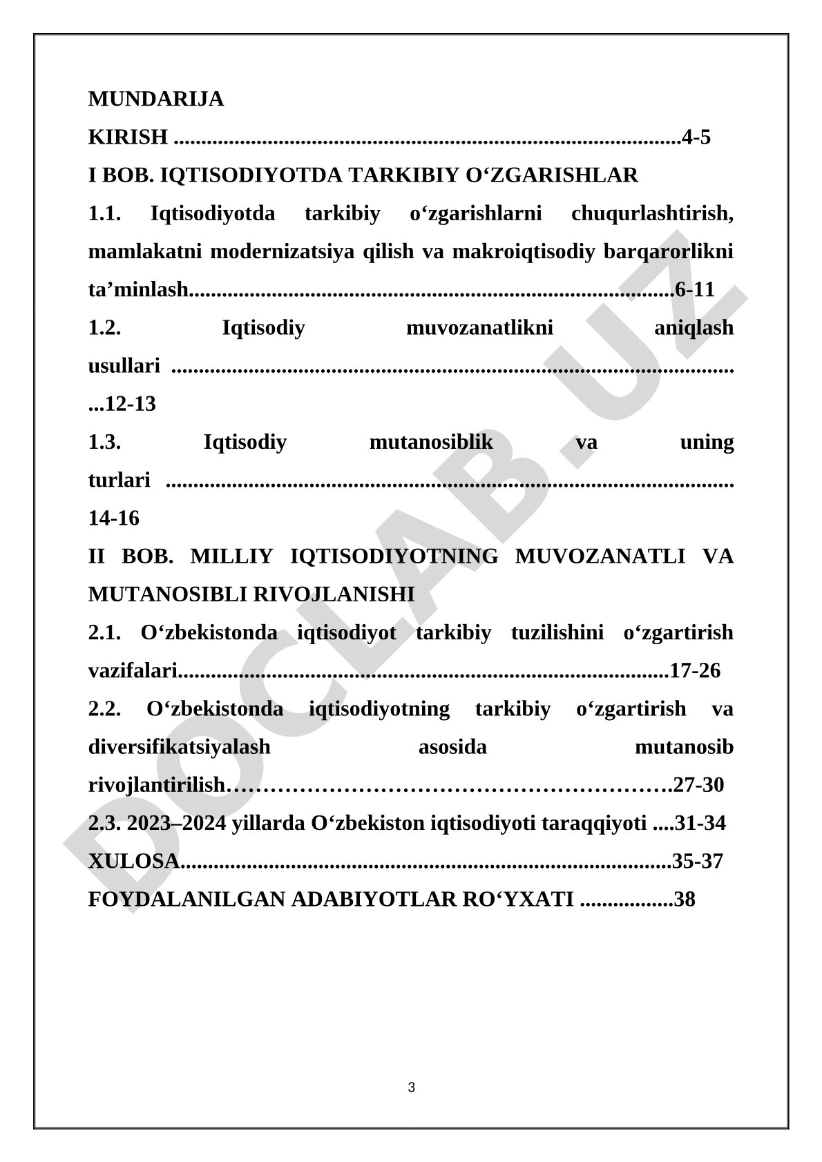 Iqtisodiyotdagi tarkibiy o'zgarishlar va uning iqtisodiy muvozanatga ta'siri