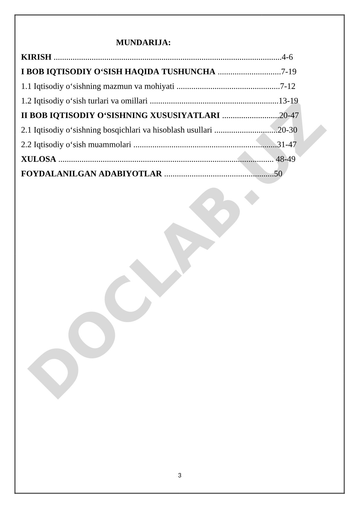 Iqtisodiy o'sishning hozirgi zamon shakli va uning yangicha sifati