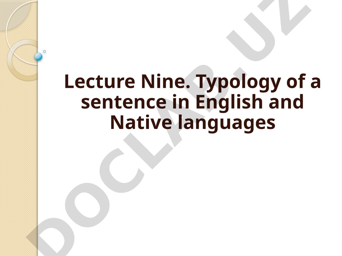 Typology of a sentence in English and Native languages
