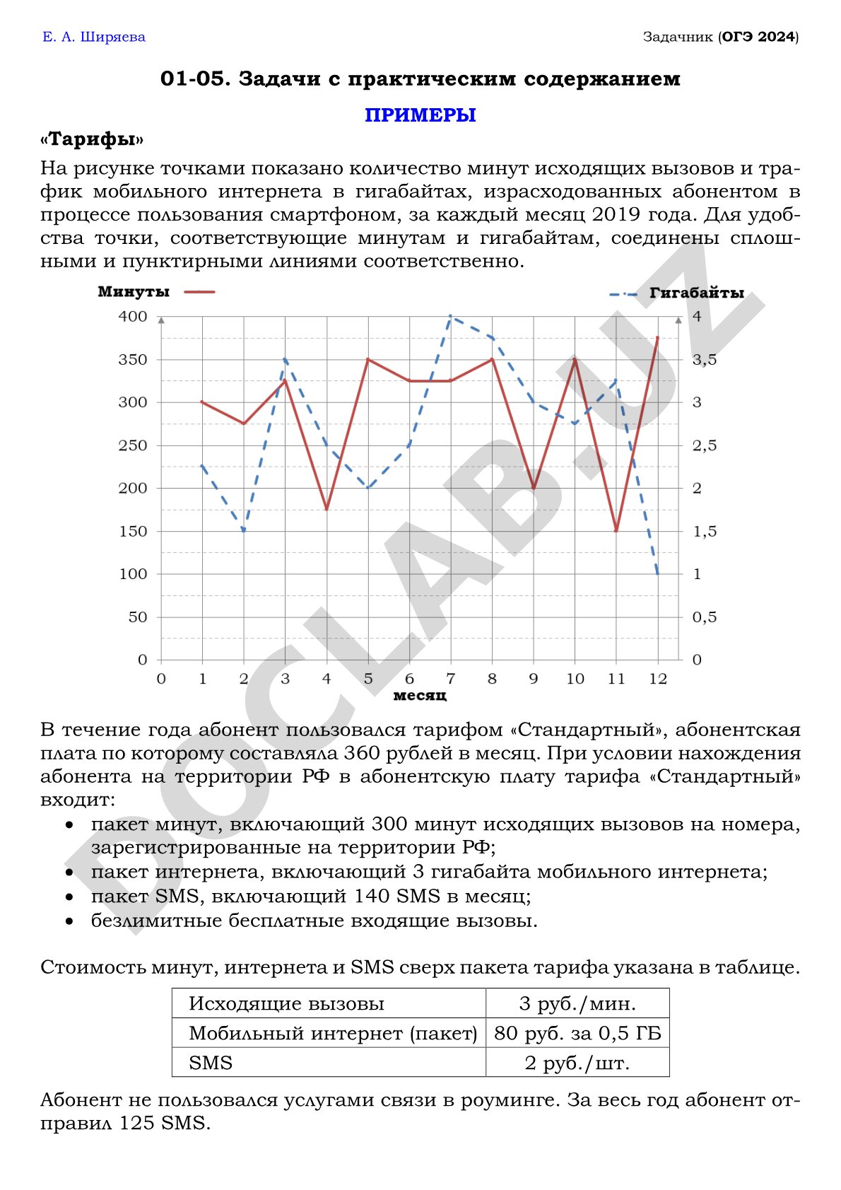 Задачи с практическим содержанием. Тарифы