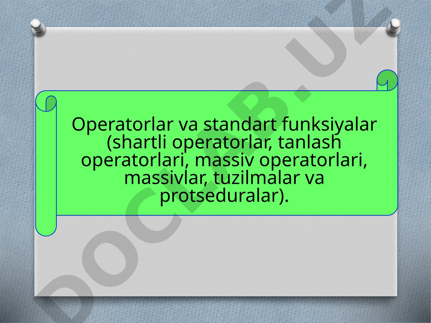 Operatorlar va standart funksiyalar