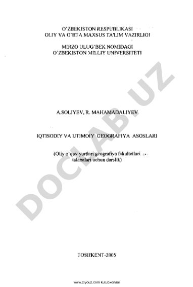 Iqtisodiy va ijtimoiy geografiya asoslari