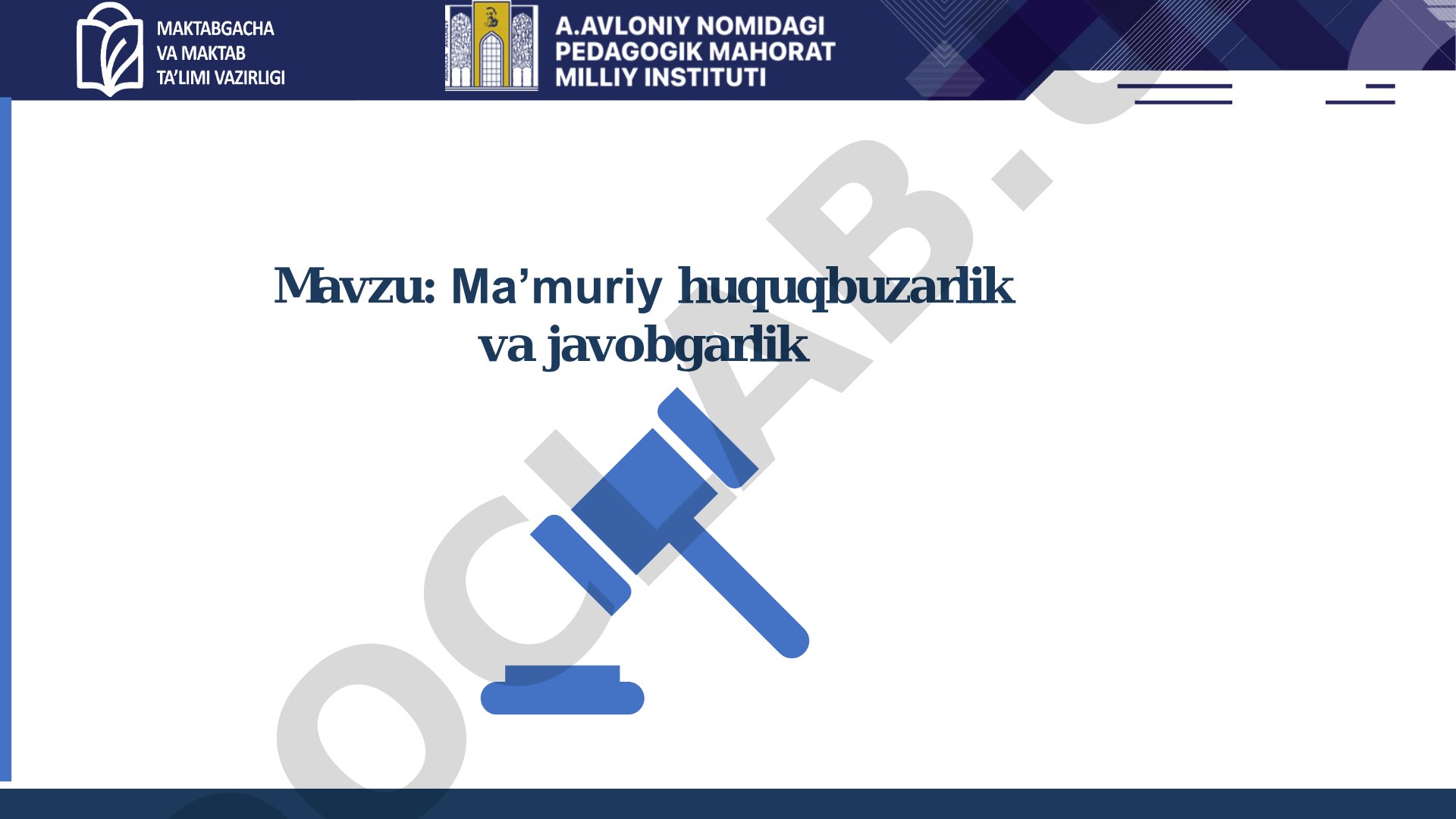 Ma’muriy huquqbuzarlik va javobgarlik