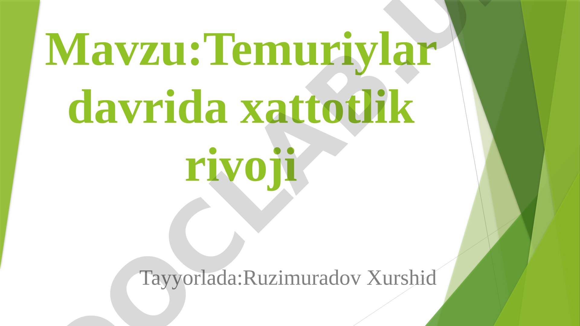 Temuriylar davrida xattotlik rivoji