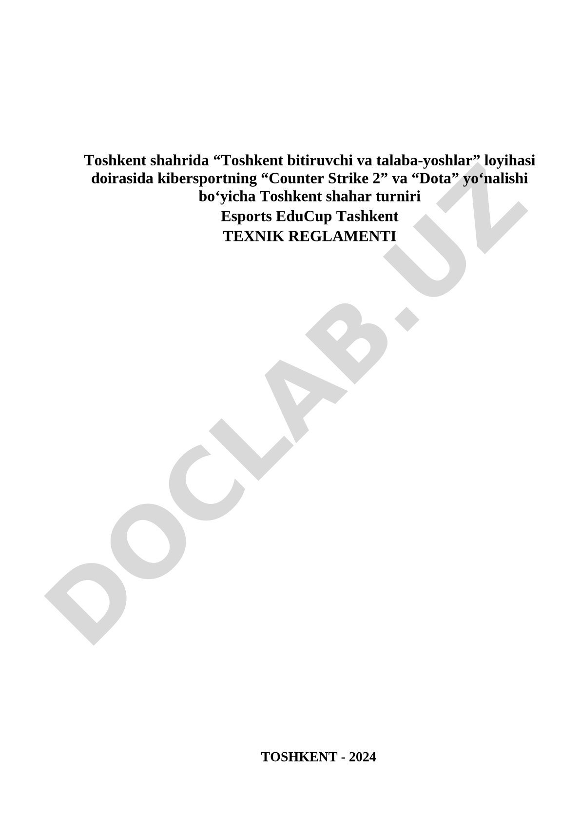 Esports EduCup Tashkent texnik reglamenti