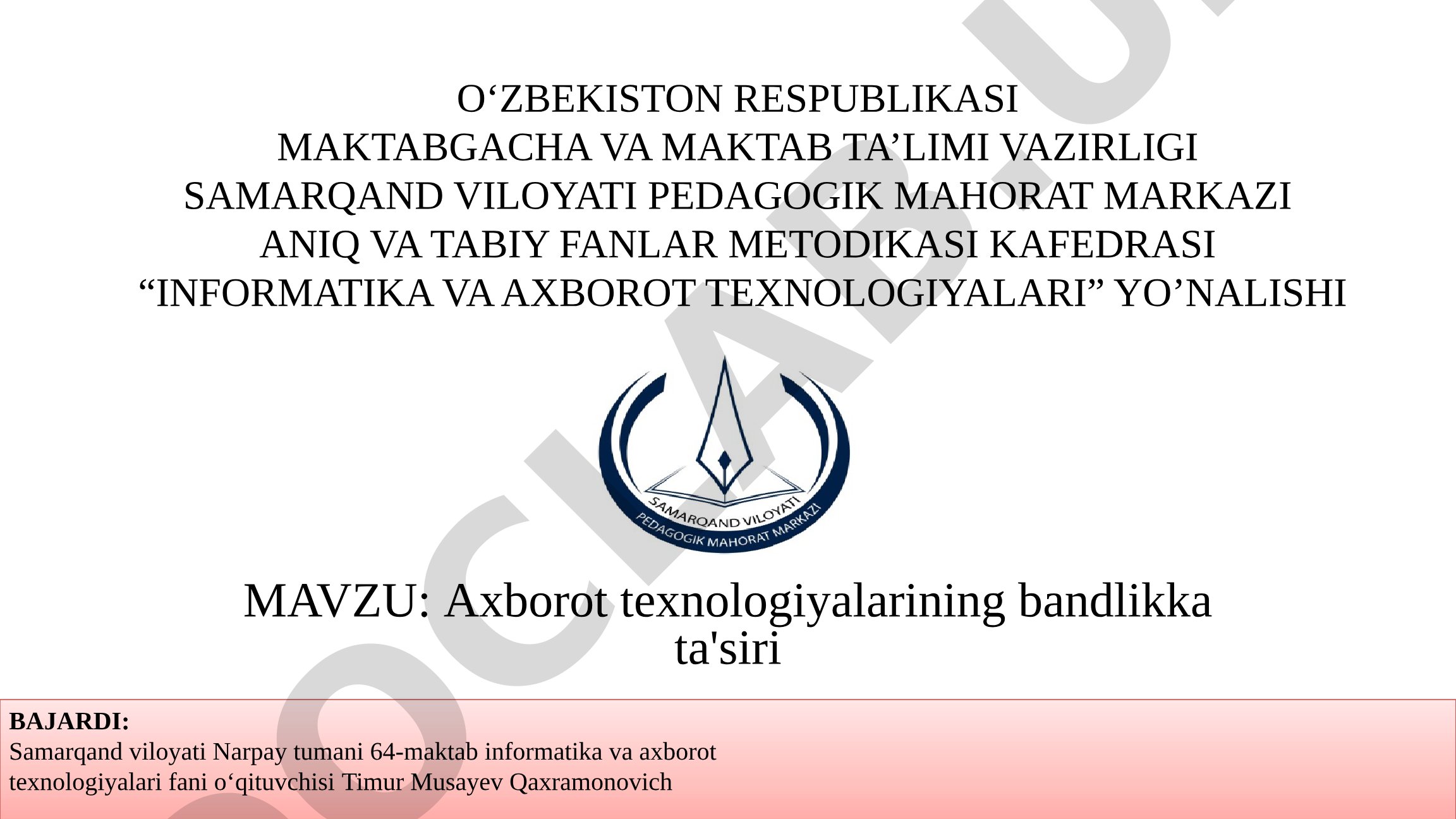 Axborot texnologiyalarining bandlikka ta'siri