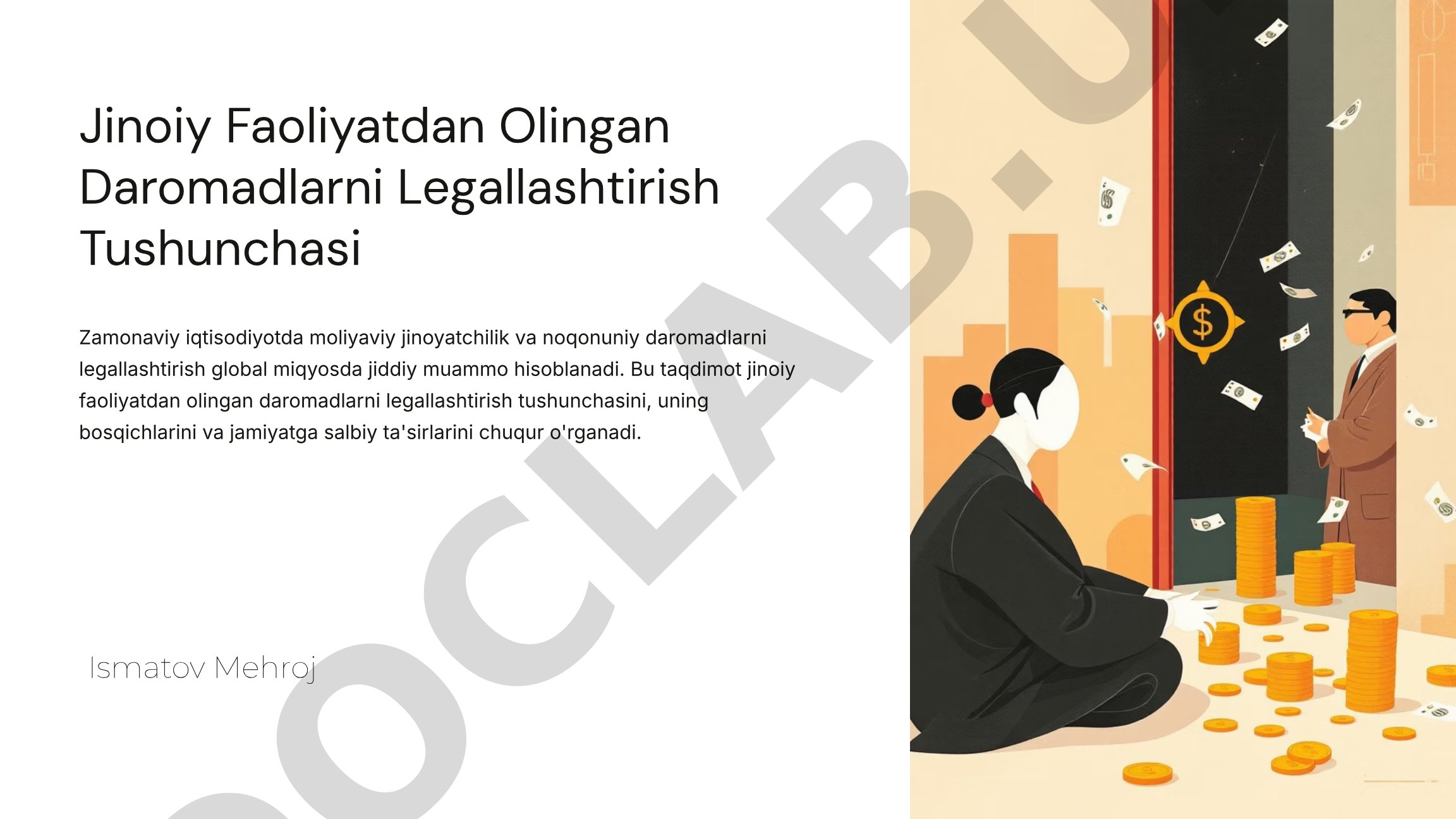 Jinoiy Faoliyatdan Olingan Daromadlarni Legallashtirish Tushunchasi