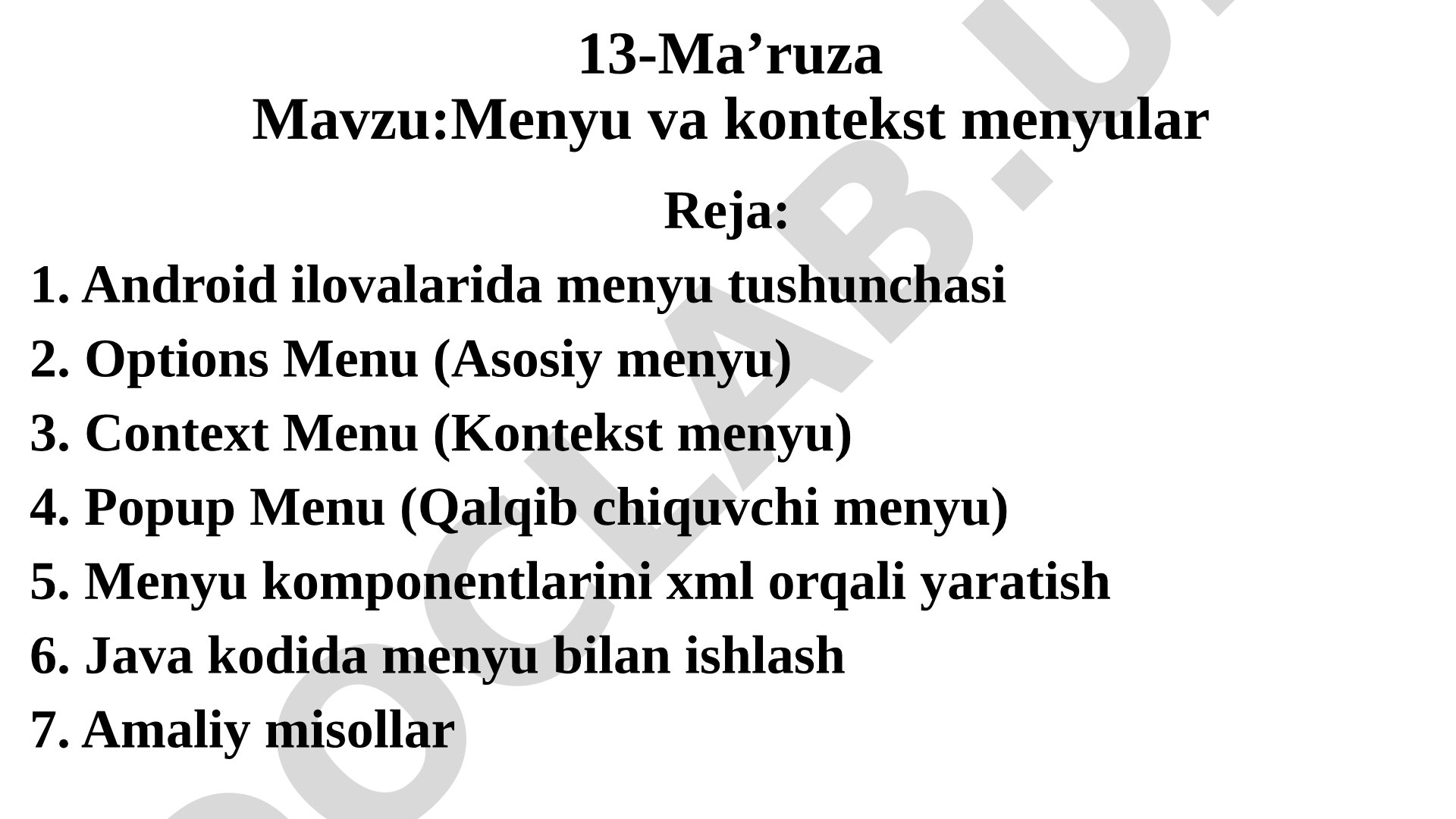 Menyu va kontekst menyular