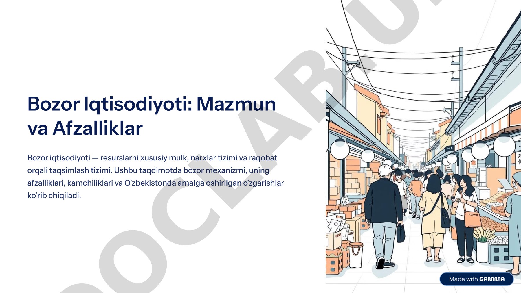 Bozor Iqtisodiyoti: Mazmun va Afzalliklar