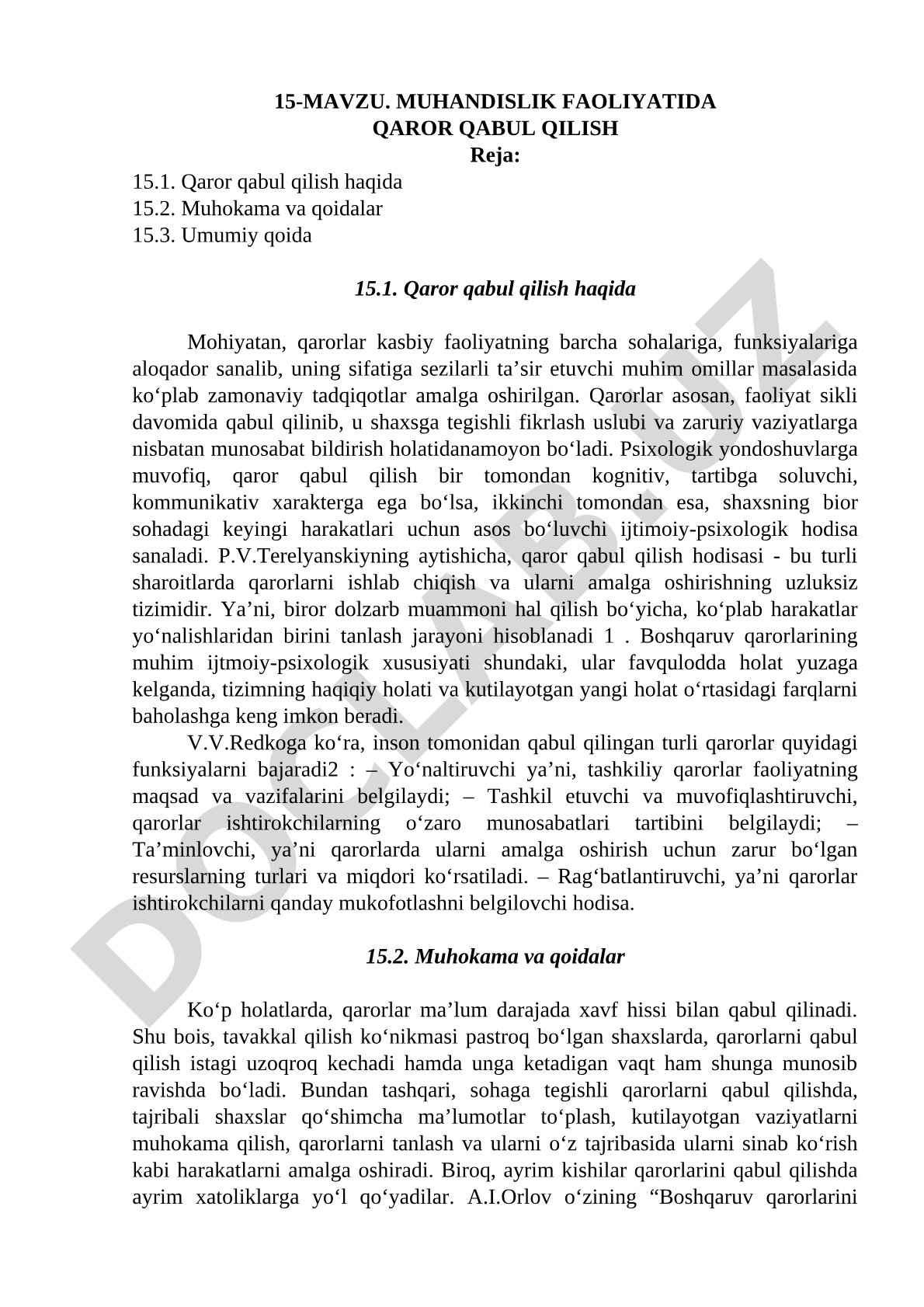 Muhandislik faoliyatida qaror qabul qilish