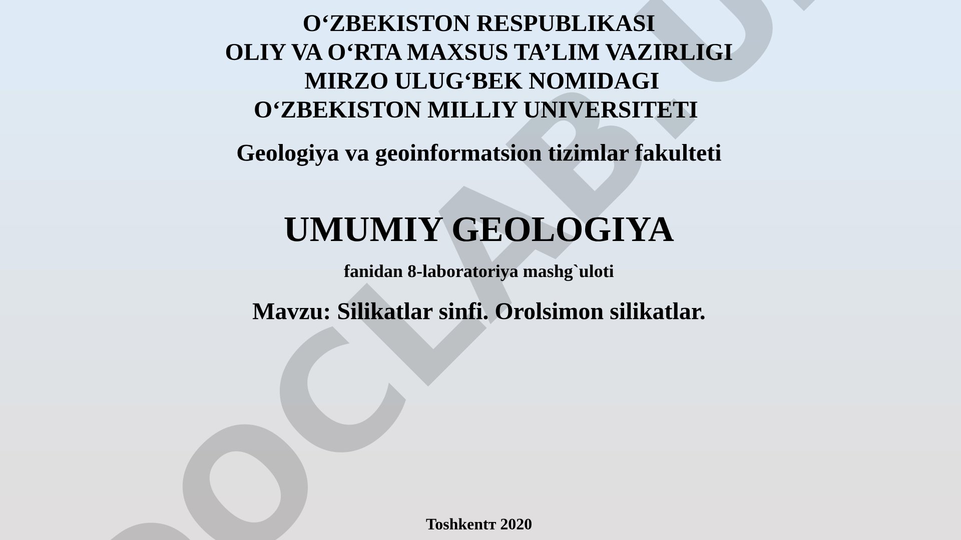 Silikatlar sinfi. Orolsimon silikatlar