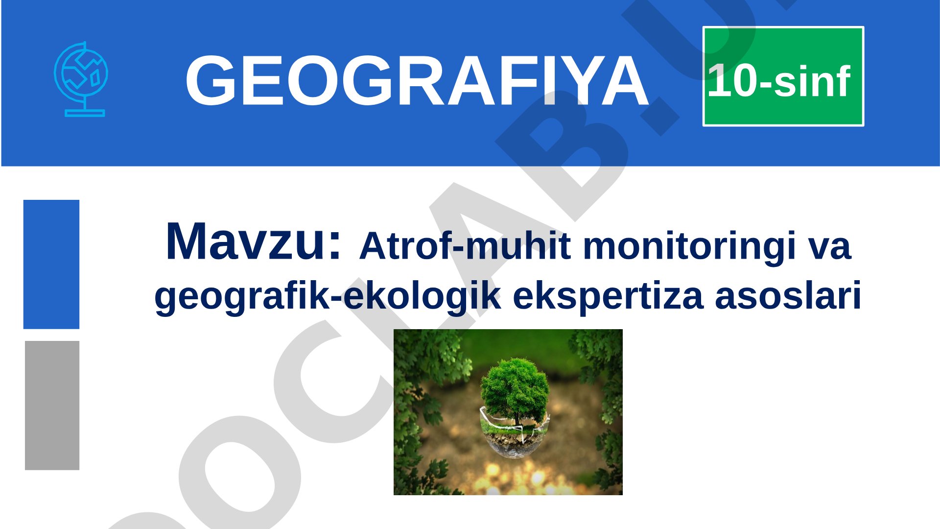 Atrof-muhit monitoringi va geografik-ekologik ekspertiza asoslari 10-sinf GEOGRAFIYA