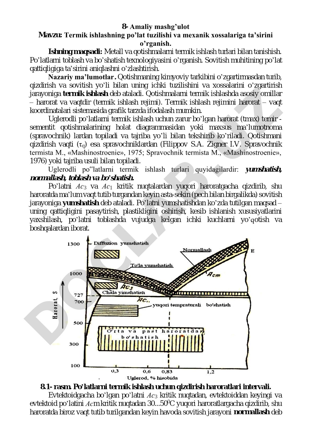 Termik ishlashning po'lat tuzilishi va mexanik xossalariga ta'sirini o'rganish