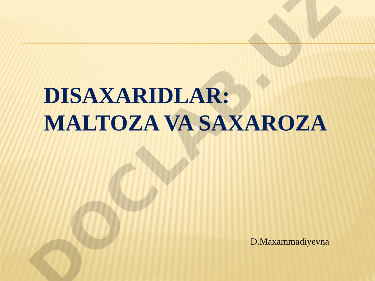 Disaxaridlar: Maltoza va Saxaroza