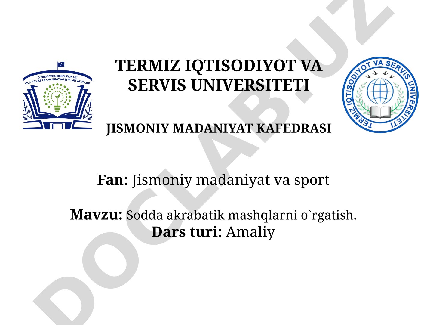 Sodda akrabatik mashqlarni o'rgatish