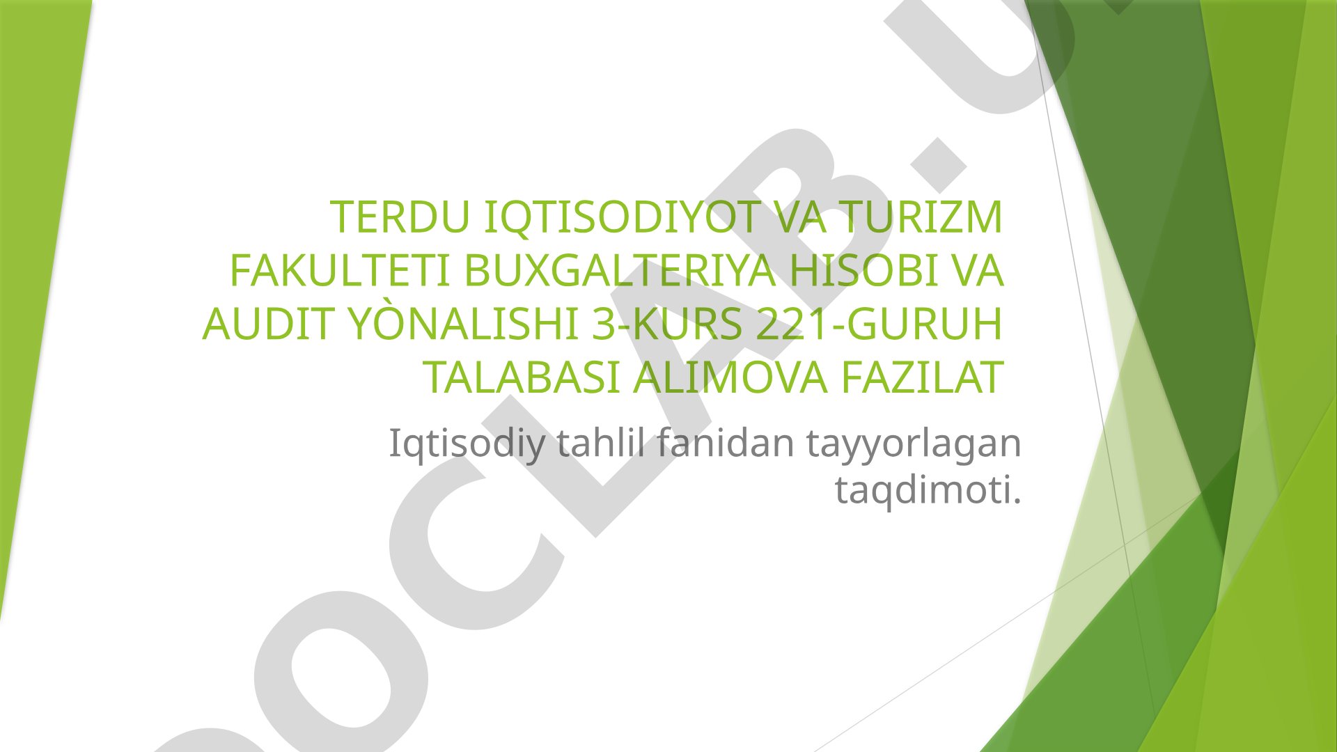 Moliyaviy barqarorlik tahlili