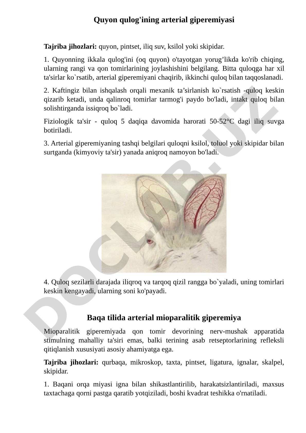Quyon qulog'ining arterial giperemiyasi