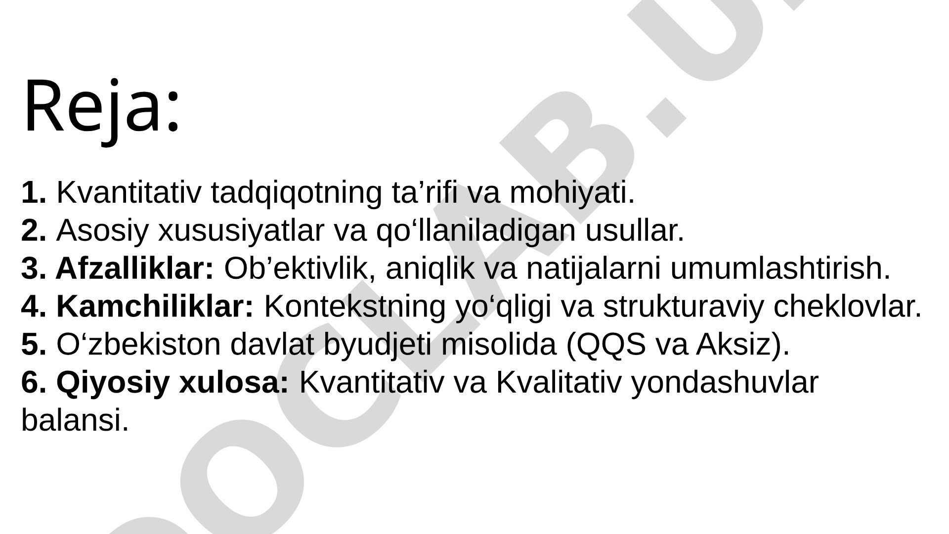 Kvantitativ tadqiqotning ta’rifi va mohiyati