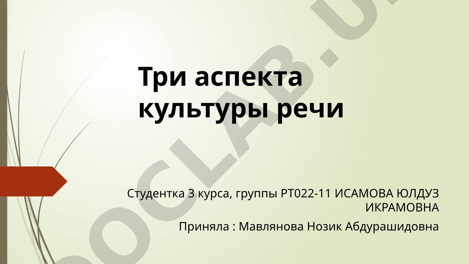 Три аспекта культуры речи