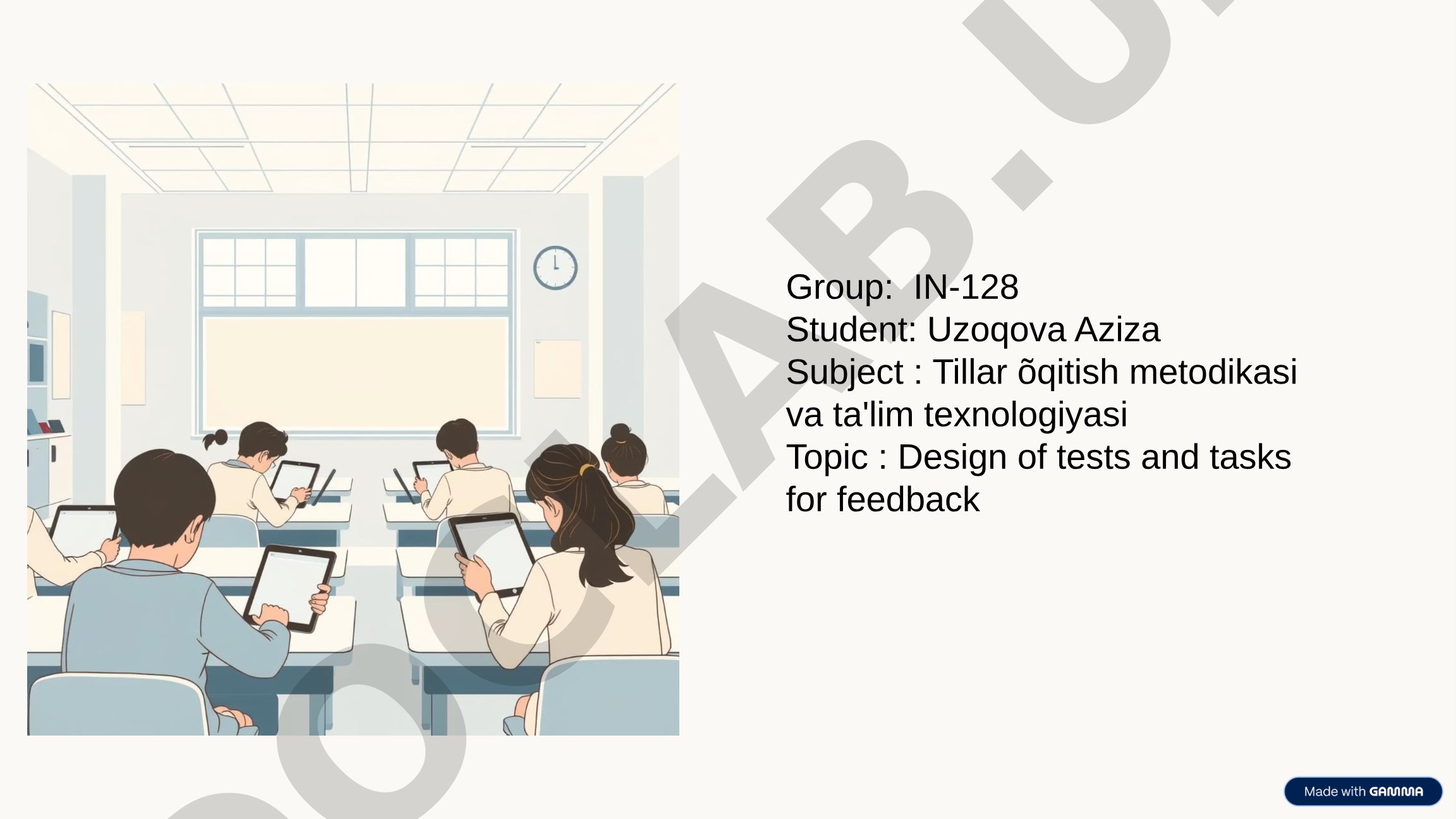 Design of tests and tasks for feedback