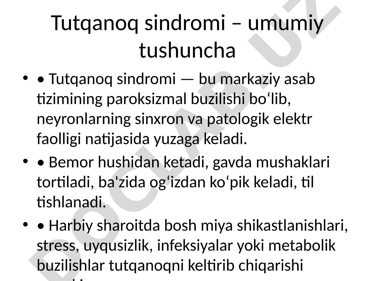 Tutqanoq sindromi – umumiy tushuncha