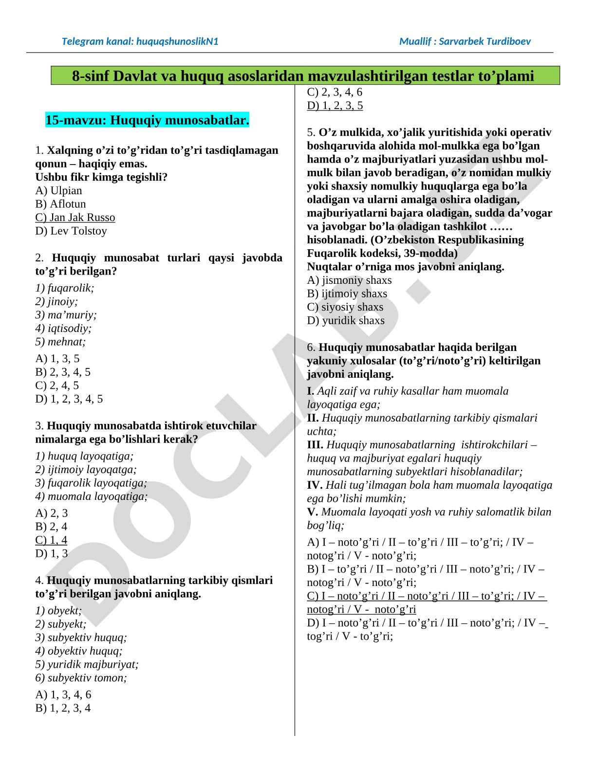 Huquqiy munosabatlar