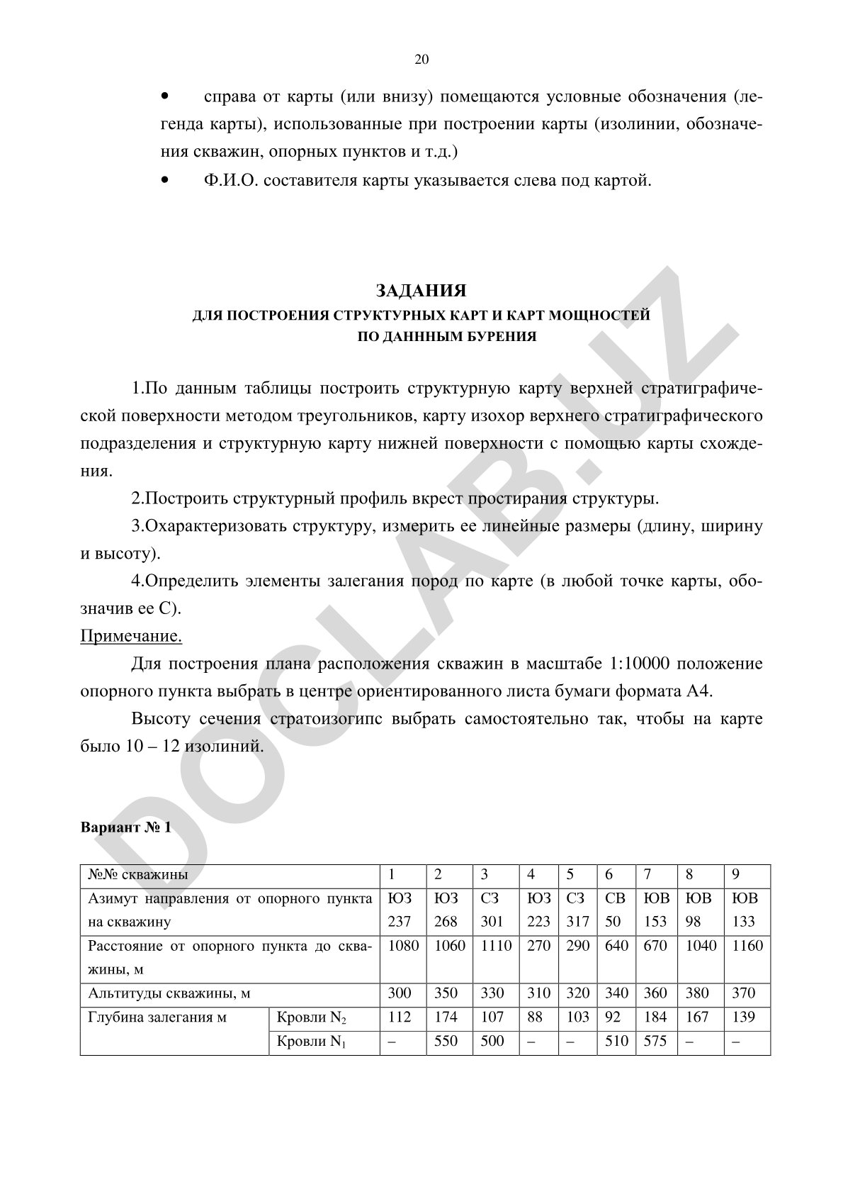 Структурные карты и карты мощностей по данным бурения