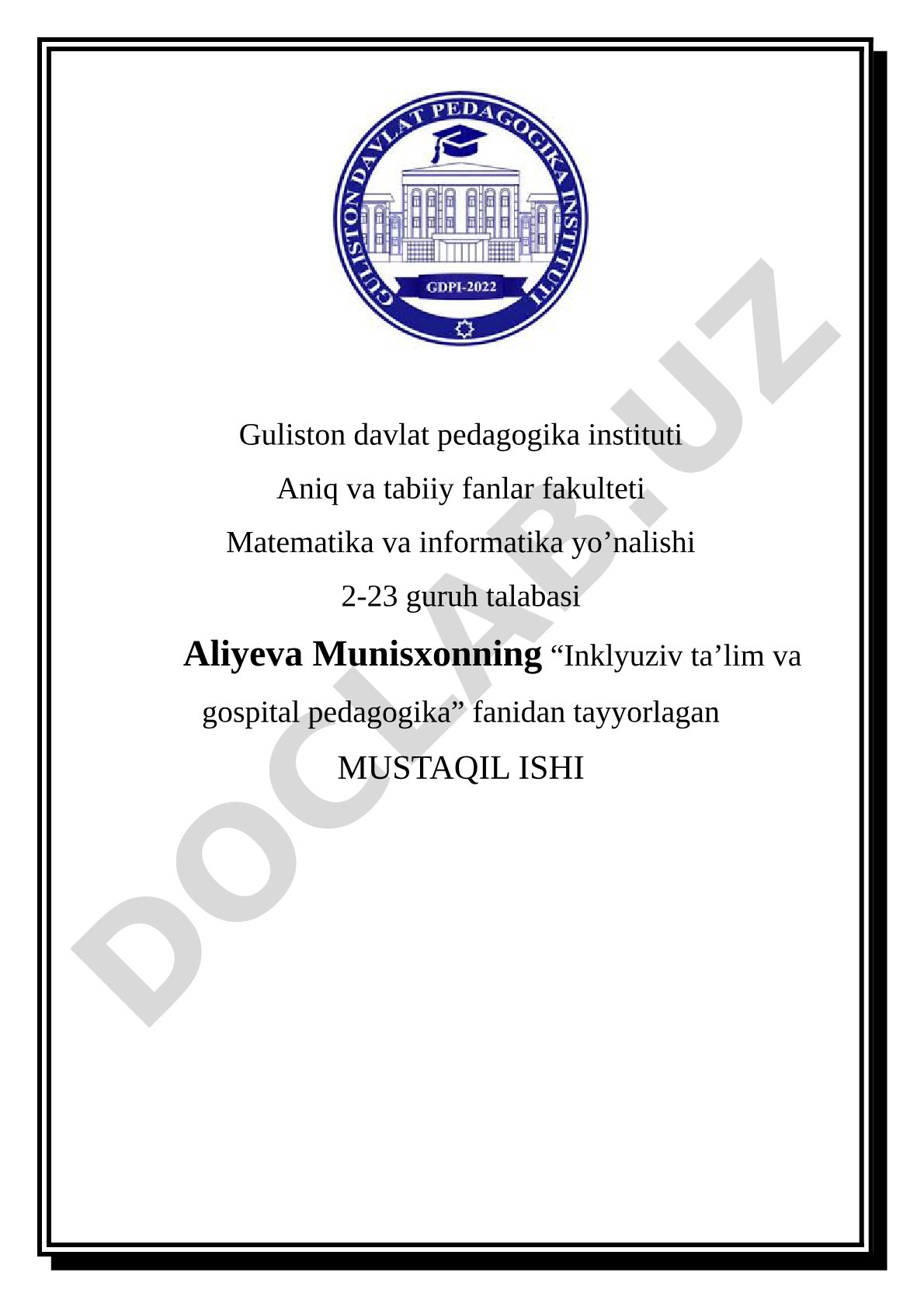 Tibbiyot muassasalari statsionarlarida uzoq muddatli davolanayotgan bolalar ota-onalari - ta'limiy jarayondagi eng muhim hamkor sifatida
