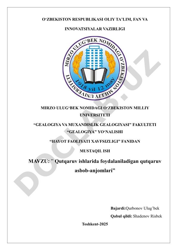 Qutqaruv ishlarida foydalaniladigan qutqaruv asbob-anjomlari