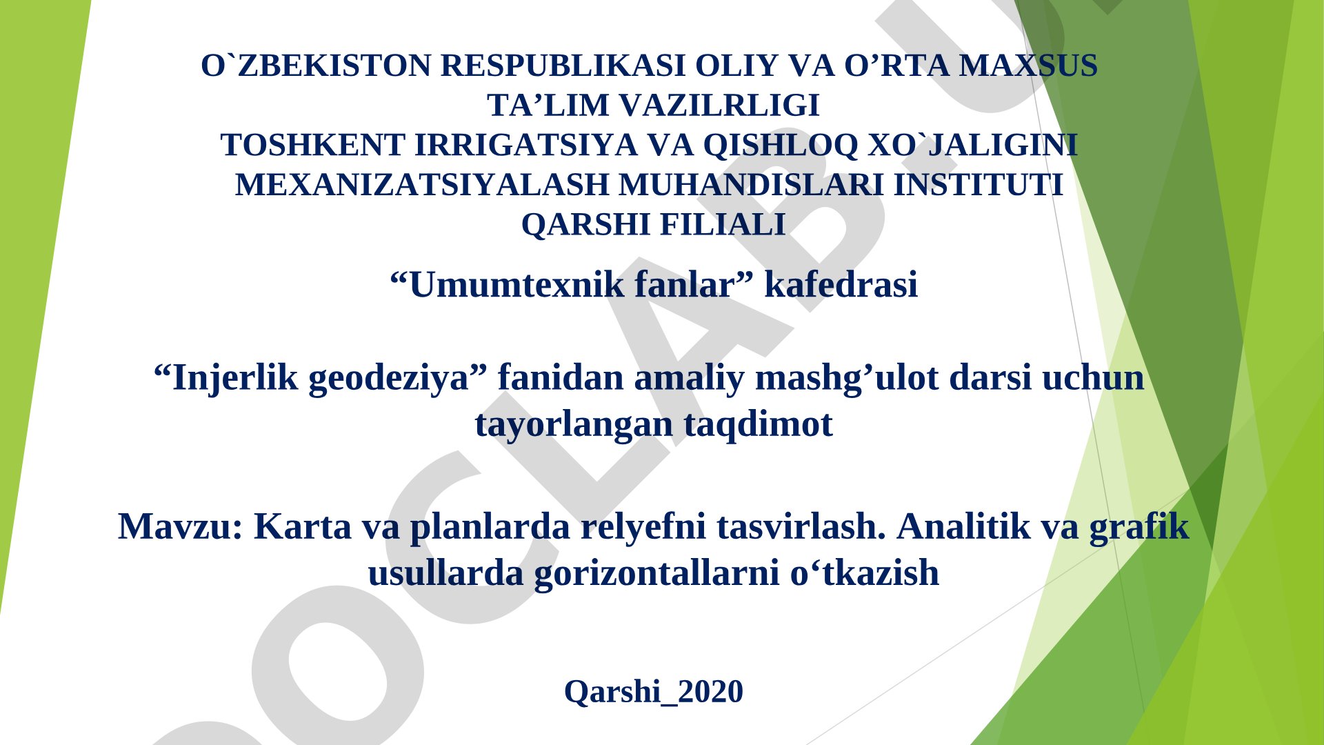 Karta va planlarda relyefni tasvirlash. Analitik va grafik usullarda gorizontallarni o‘tkazish