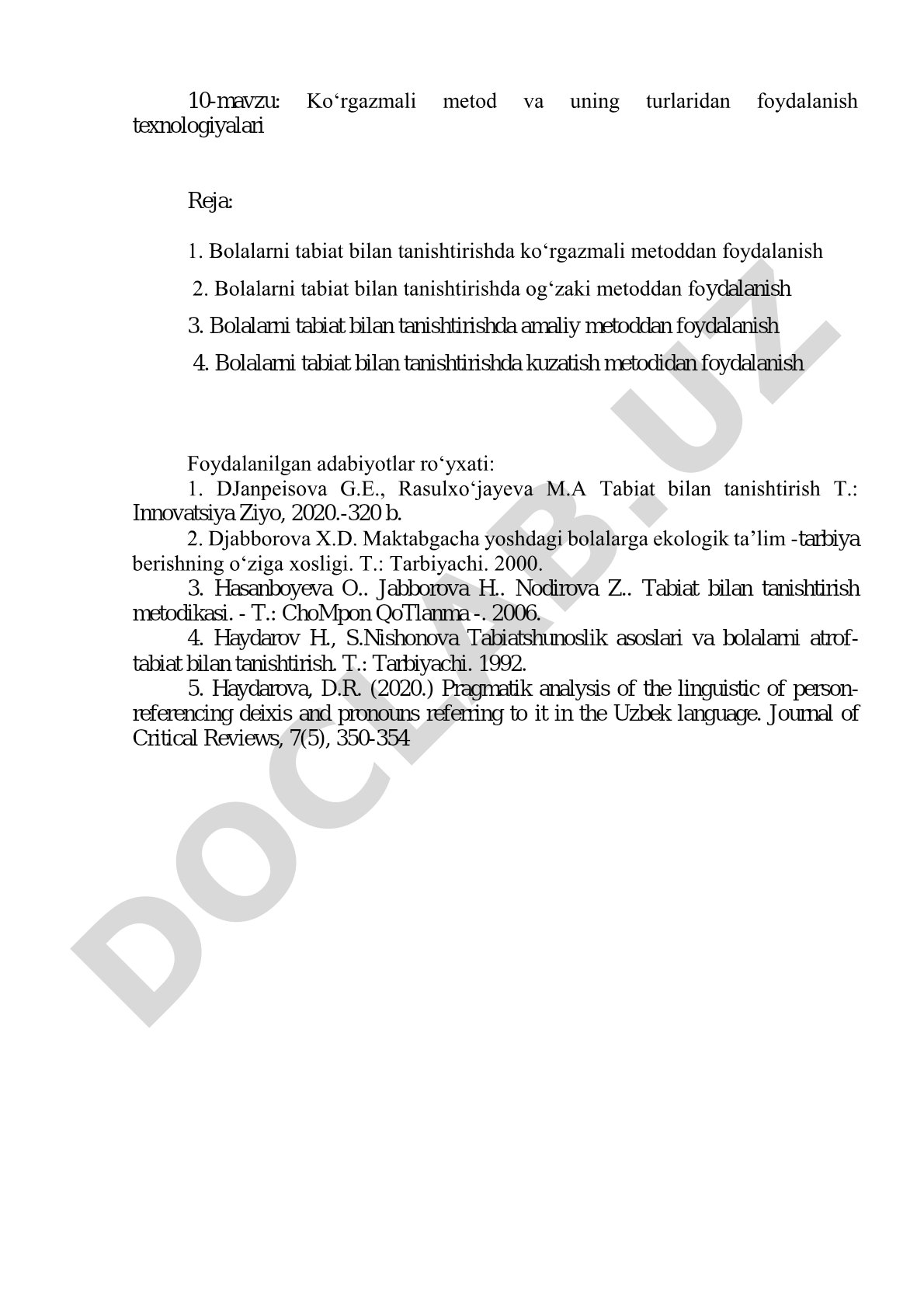 Ko‘rgazmali metod va uning turlaridan foydalanish texnologiyalari